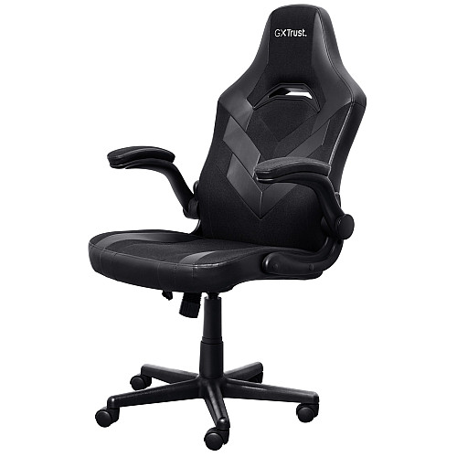 Крісло Trust GXT703 Riye, ПУ шкіра, Foldable Armrests, чорний