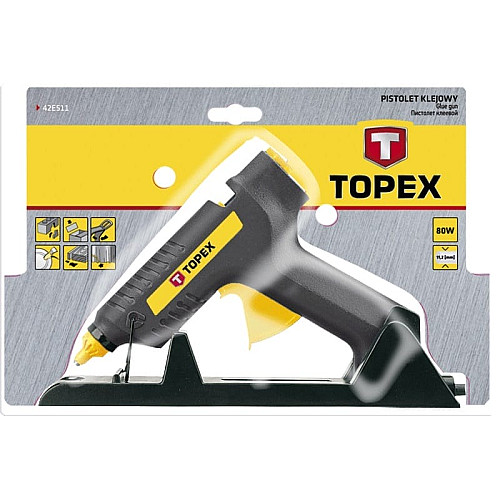 Пістолет клейовий TOPEX бездротовий 15/80Вт стрижні 11мм 0.6кг 14-16г•хв