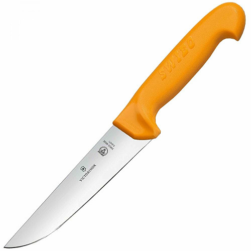 Кухонний ніж Victorinox Swibo Butcher Wide, 18 см, з жовт. ручкою