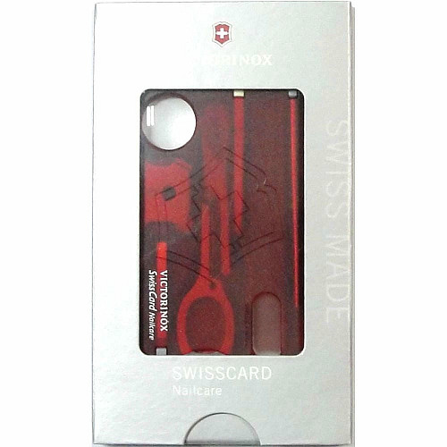 Набор Victorinox Swisscard Nailcare 82х54х4мм/13функ/прозрачный красный
