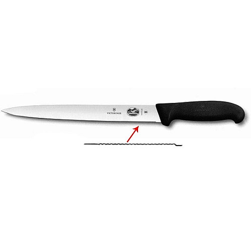Кухонный нож Victorinox Fibrox Sausage, 25 см, черный. ручкой