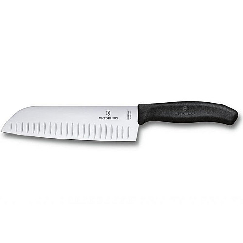Кухонный нож Victorinox SwissClassic Santoku, 17 см, черный. ручкой, блистер