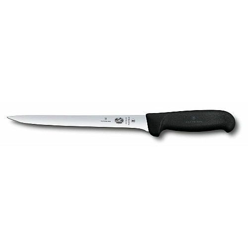 Кухонный нож Victorinox Fibrox Filleting Flex, 20 см, черный. ручкой