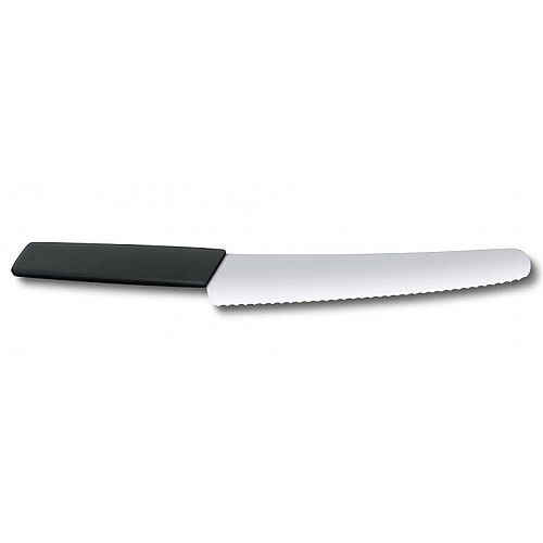 Кухонный нож Victorinox Swiss Modern Bread&Pastry, 22 см, черный. ручкой, блистер