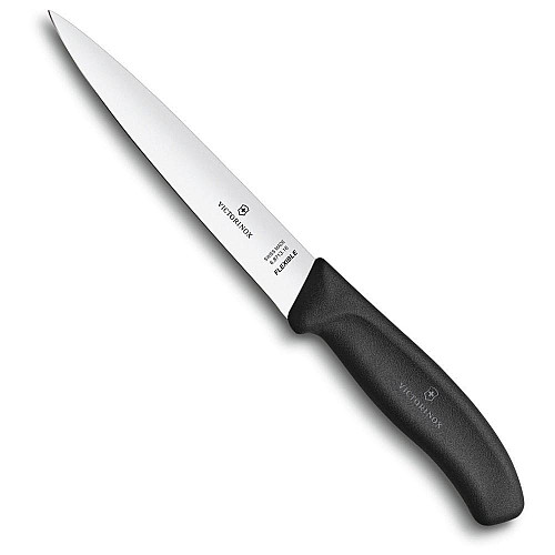 Кухонный нож Victorinox SwissClassic Filleting Flex, 16 см, гибкий, черный. ручкой, блистер