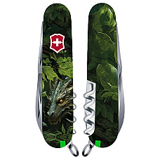 Нож Victorinox Huntsman Zodiac 91мм/15функ/Зеленый деревянный дракон/разноцветный