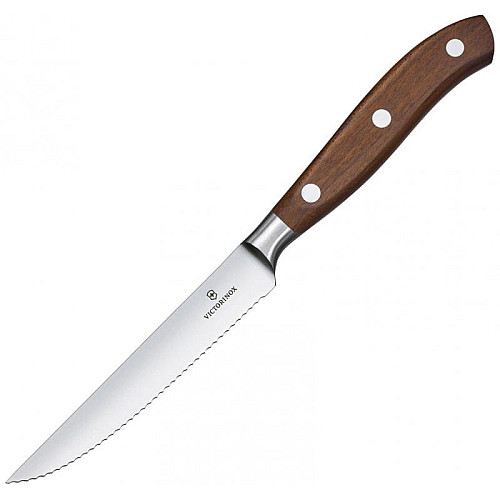 Кухонный нож Victorinox Grand Maitre Wood Steak, 12 см, из деревьев. ручкой, в подарочной упаковке