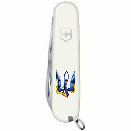 Ніж Victorinox Spartan Ukraine 91мм/12функ/Тризуб-ластівка/білий