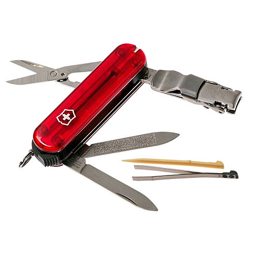 Ніж Victorinox NailClip 580 65мм/8функ/прозорий червоний