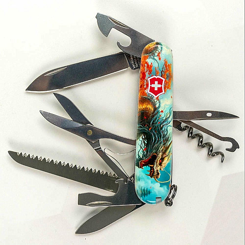 Ніж Victorinox Huntsman Zodiac 91мм/15функ/Бойовий дракон/різнокольоровий