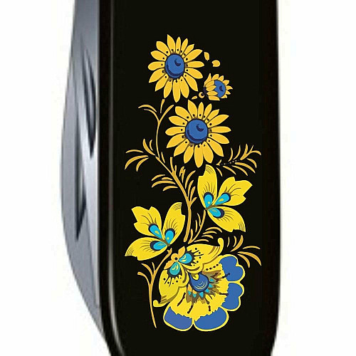 Нож Victorinox Spartan Ukraine 91мм/12функ/цветы в укр.стиле/черный