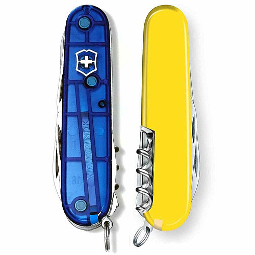 Нож Victorinox Huntsman Ukraine 91мм/15функ/проз.сине-желтый