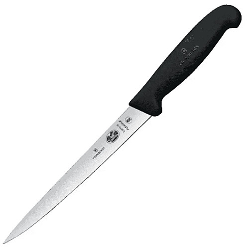 Кухонный нож Victorinox Fibrox Filleting Superflex, 18 см, черный. ручкой