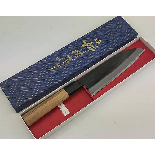 Нож кухонный Santoku MOTOKANE 170 мм. AOGAMI Super 64HRC HONMAMON (4582243655927)
