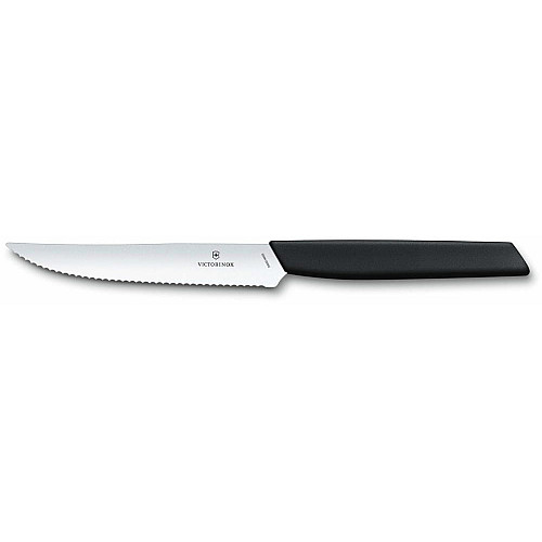 Кухонный нож Victorinox Swiss Modern Steak&Pizza, 12 см, черный. ручкой