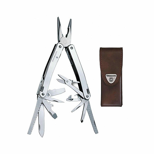 Мультитул Victorinox Swisstool Spirit X 105мм/24функ + коричневый кожаный чехол