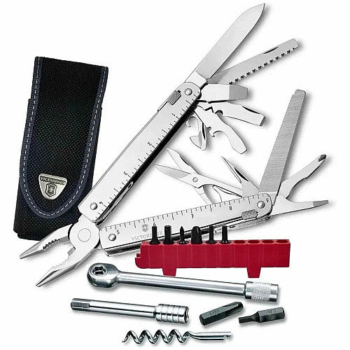 Мультитул Victorinox Swisstool X Plus Ratchet 115мм/38функ/серебристый + черный нейлоновый чехол
