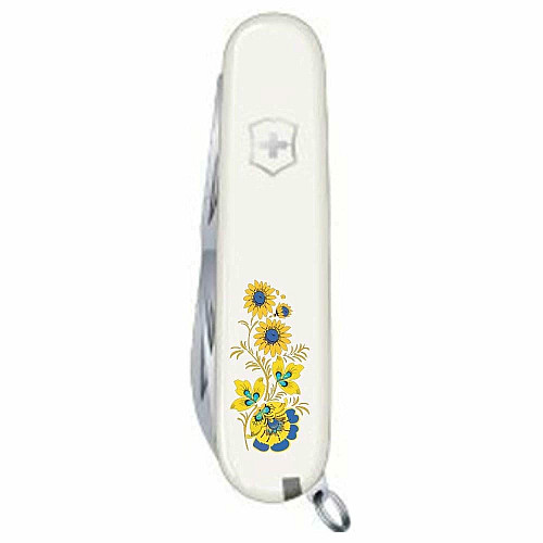 Нож Victorinox Spartan Ukraine 91мм/12функ/цветы в укр.стиле/белый