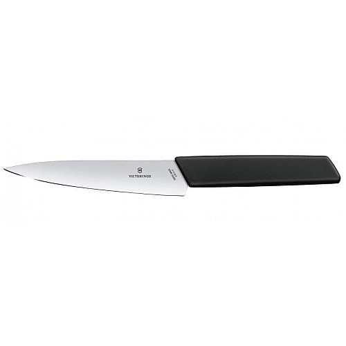 Кухонный нож Victorinox Swiss Modern Kitchen, 15 см, черный. ручкой, блистер