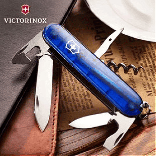 Ніж Victorinox Spartan 91мм/12функ/прозорий синій