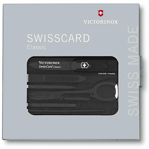 Набір Victorinox Swisscard 82х54х4мм/10функ/прозорий чорний