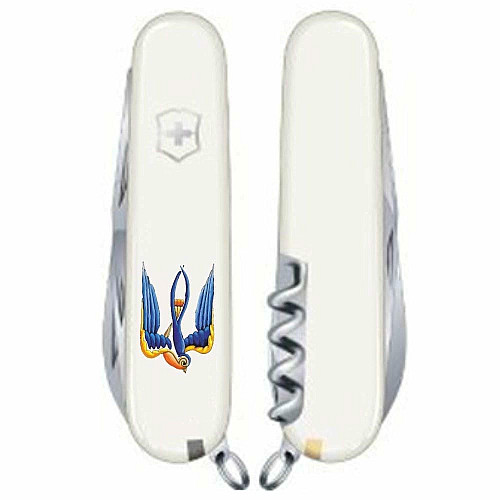 Ніж Victorinox Spartan Ukraine 91мм/12функ/Тризуб-ластівка/білий