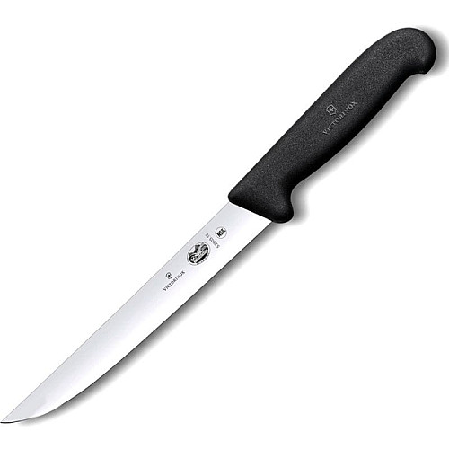 Кухонный нож Victorinox Fibrox Carving, 18 см, черный. ручкой, блистер