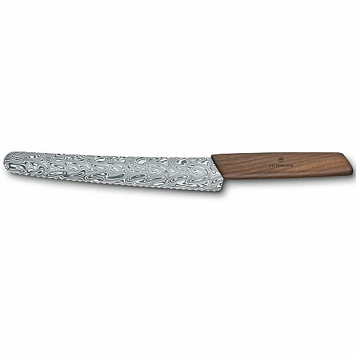 Кухонный нож Victorinox Swiss Modern Bread&Pastry Damast, 22 см, из ореха. ручкой (Lim.Ed. 1884)