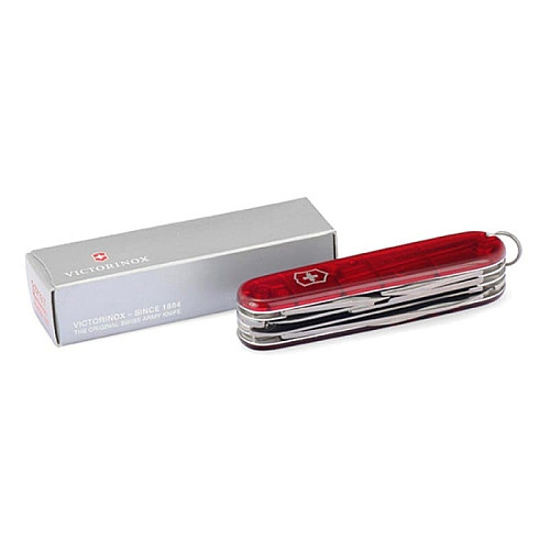 Ніж Victorinox Huntsman 91мм/15функ/прозорий червоний