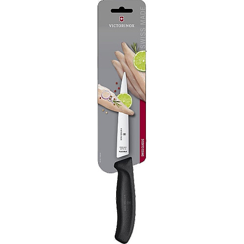 Кухонный нож Victorinox SwissClassic Filleting Flex, 16 см, гибкий, черный. ручкой, блистер