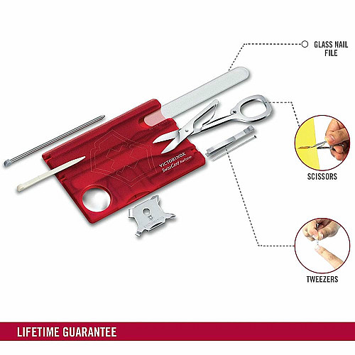 Набор Victorinox Swisscard Nailcare 82х54х4мм/13функ/прозрачный красный