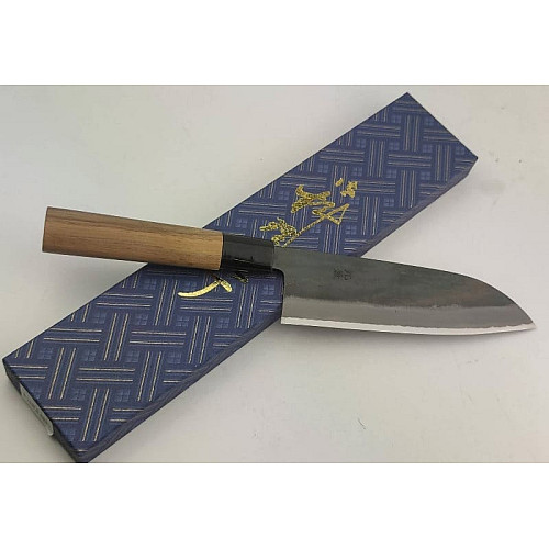 Нож кухонный Santoku MOTOKANE 170 мм. AOGAMI Super 64HRC HONMAMON (4582243655927)