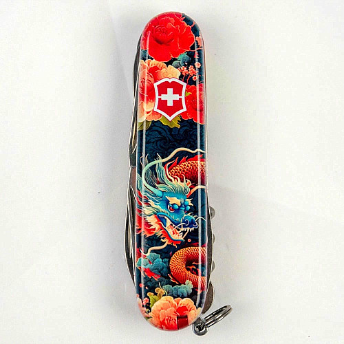 Нож Victorinox Huntsman Zodiac 91мм/15функ/Китайский дракон/разноцветный