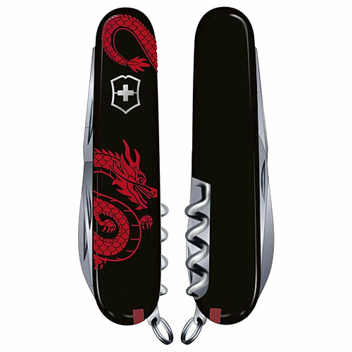 Нож Victorinox Spartan Zodiac 91мм/12функ/красный дракон/черный