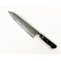 Нож кухонный Gyuto (Шефский) 210 мм лезвие, VG10 Damascus - дамасская сталь, 61HRC, HONMAMON (4580149741232) Япония