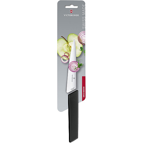 Кухонный нож Victorinox Swiss Modern Kitchen, 15 см, черный. ручкой, блистер