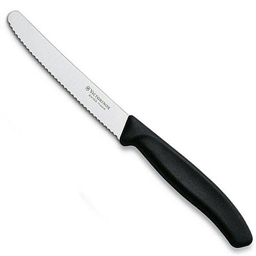 Кухонный нож Victorinox SwissClassic Tomato&Table, 11 см, черный. ручкой