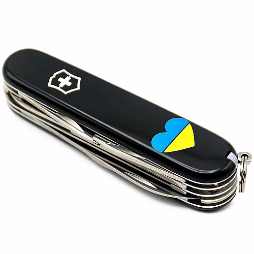 Ніж Victorinox Huntsman Ukraine 91мм/15функ/синьо-жовте Серце/чорний