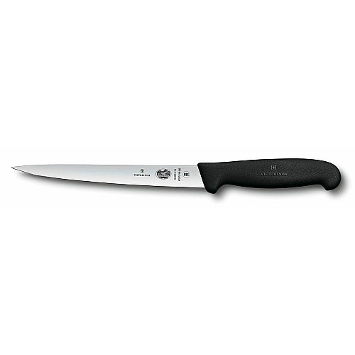 Кухонный нож Victorinox Fibrox Filleting Superflex, 18 см, черный. ручкой