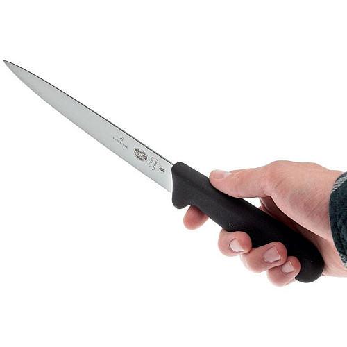 Кухонный нож Victorinox Fibrox Filleting Flex, 18 см, черный. ручкой