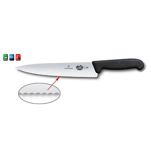 Кухонный нож Victorinox Fibrox Carving, 19 см, черный. ручкой