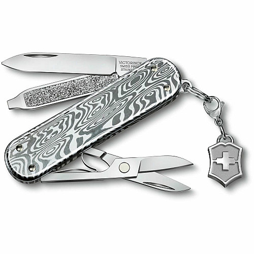 Ніж Victorinox Classic SD Brilliant Damast 58 мм/5 функцій/сріблястий
