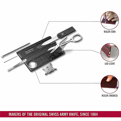 Набір Victorinox Swisscard Lite 82х54х4мм/13функ/прозорий чорний