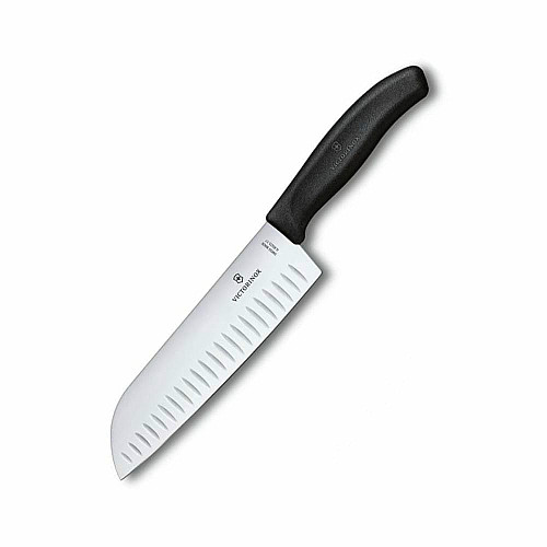 Кухонный нож Victorinox SwissClassic Santoku, 17 см, черный. ручкой, блистер