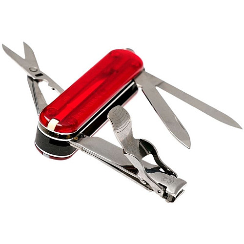 Ніж Victorinox NailClip 580 65мм/8функ/прозорий червоний