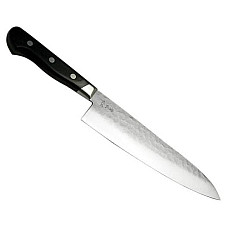 Нож кухонный Gyuto (ШЕФ) 200 мм лезвие,61HRC, Aogami #2, ламинат SUS410, молотковая, HONMAMON (4582243656023)