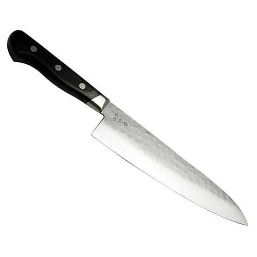 Нож кухонный Gyuto (ШЕФ) 200 мм лезвие, 61HRC, Aogami #2, ламинат SUS410, молотковая, HONMAMON (4582243656023)