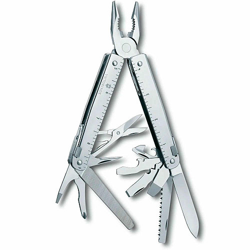 Мультитул Victorinox Swisstool X Plus 115мм/38функ + черный кожаный чехол