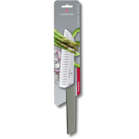 Кухонний ніж Victorinox Swiss Modern Santoku, 17 см, рифл., з зел. ручкою, блістер