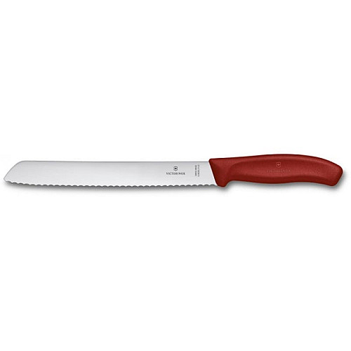 Кухонный нож Victorinox SwissClassic Bread, 21 см, красный. ручкой, блистер